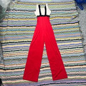 70s/80s Red & black sequin overall jumpsuit
